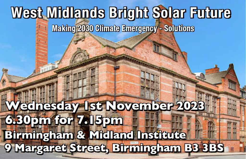 West Midlands Bright Solar Future – Making 2030 Climate Emergency