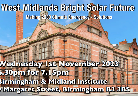 West Midlands Bright Solar Future – Making 2030 Climate Emergency